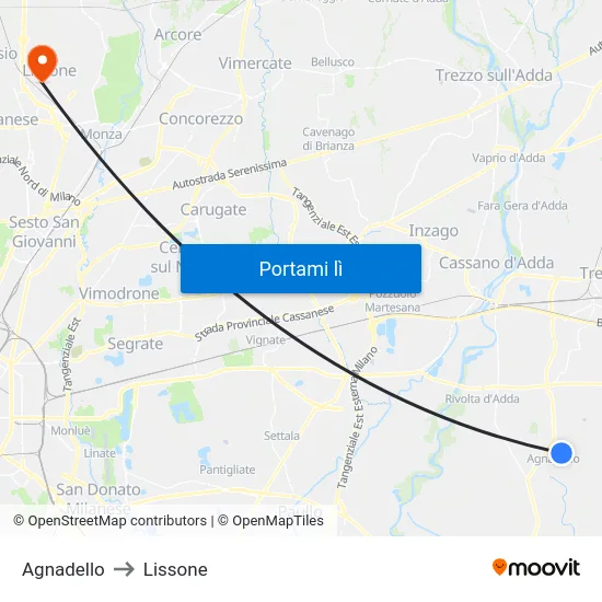 Agnadello to Lissone map