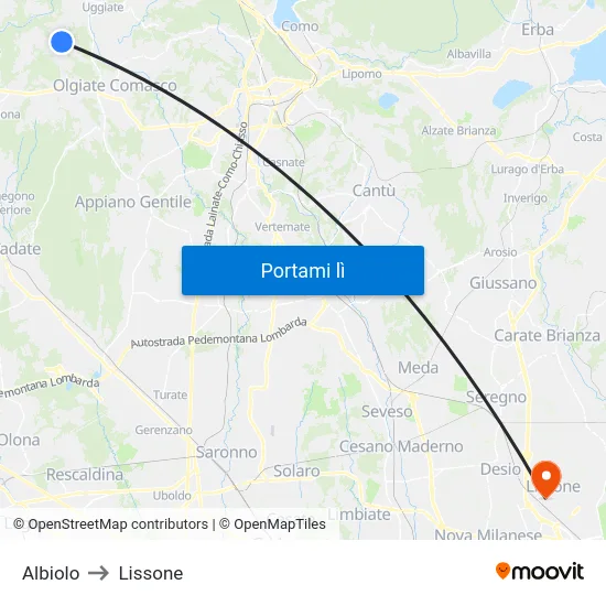 Albiolo to Lissone map