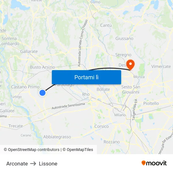 Arconate to Lissone map