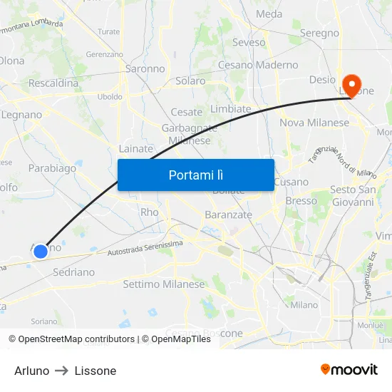 Arluno to Lissone map