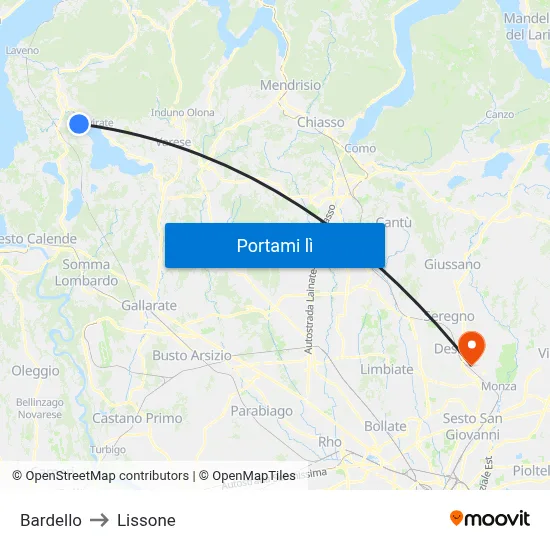 Bardello to Lissone map