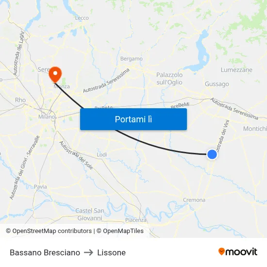 Bassano Bresciano to Lissone map