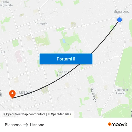 Biassono to Lissone map