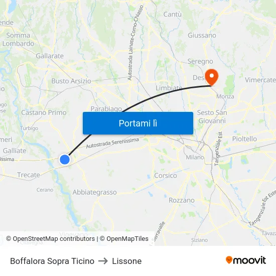 Boffalora Sopra Ticino to Lissone map