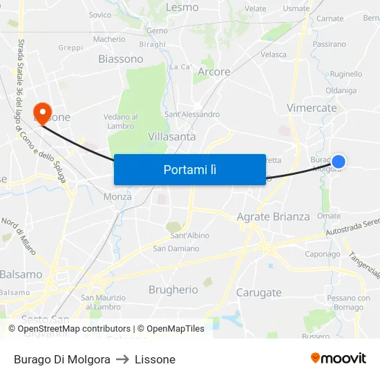 Burago Di Molgora to Lissone map