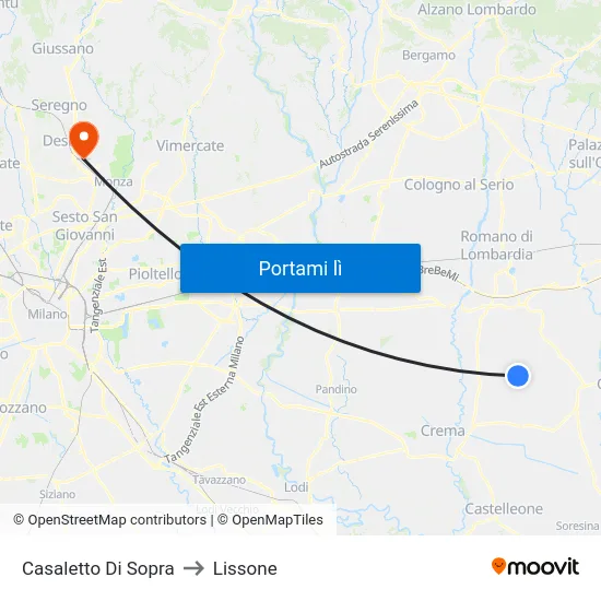 Casaletto Di Sopra to Lissone map