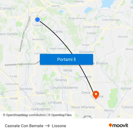 Casnate Con Bernate to Lissone map