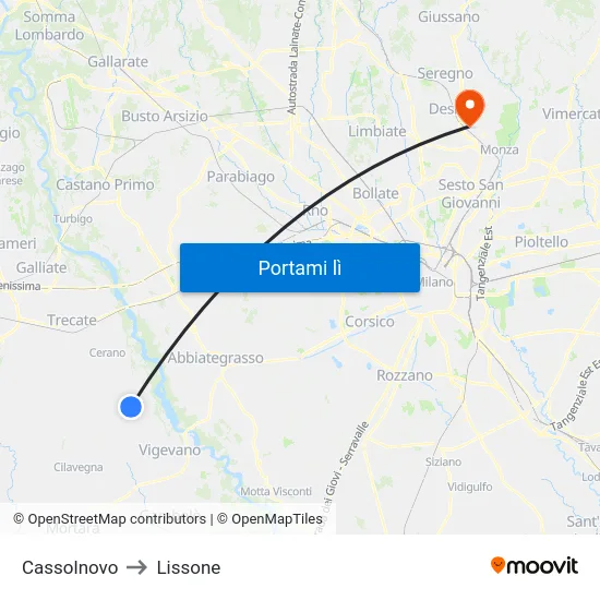 Cassolnovo to Lissone map