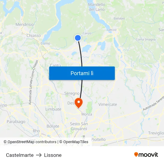 Castelmarte to Lissone map