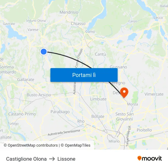 Castiglione Olona to Lissone map
