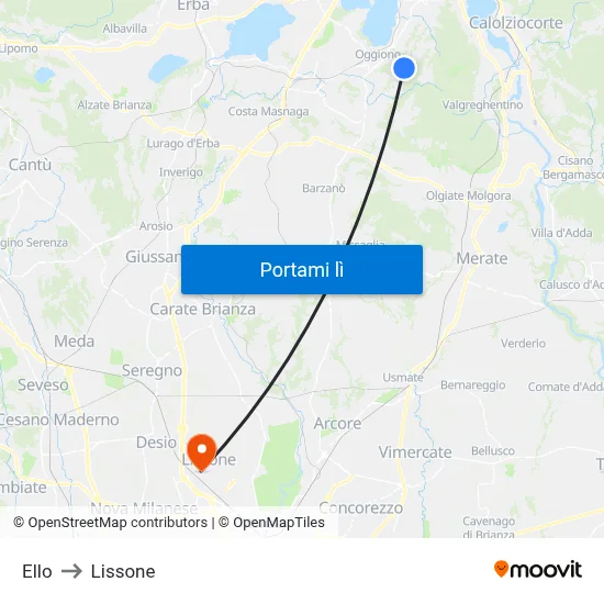 Ello to Lissone map