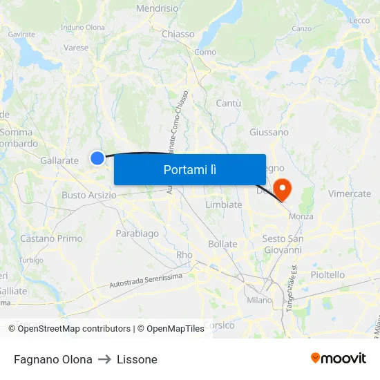 Fagnano Olona to Lissone map
