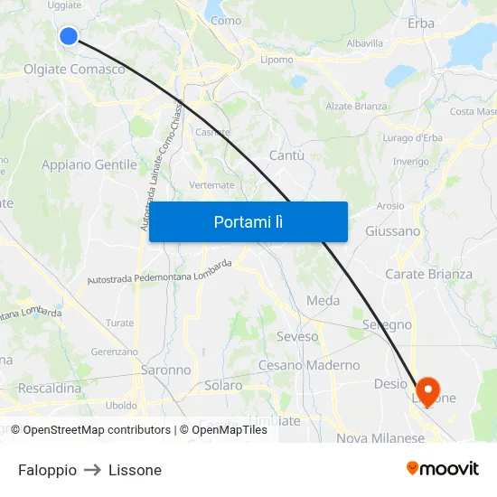 Faloppio to Lissone map