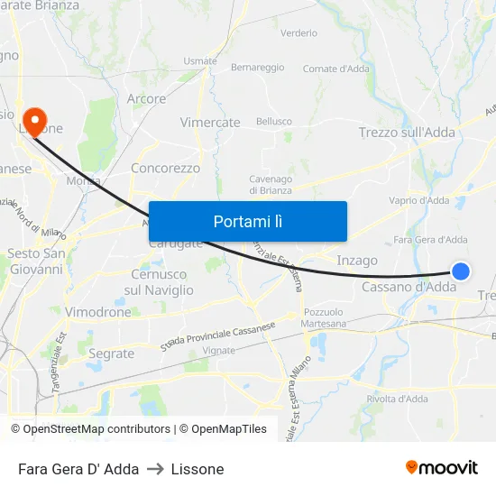 Fara Gera D' Adda to Lissone map