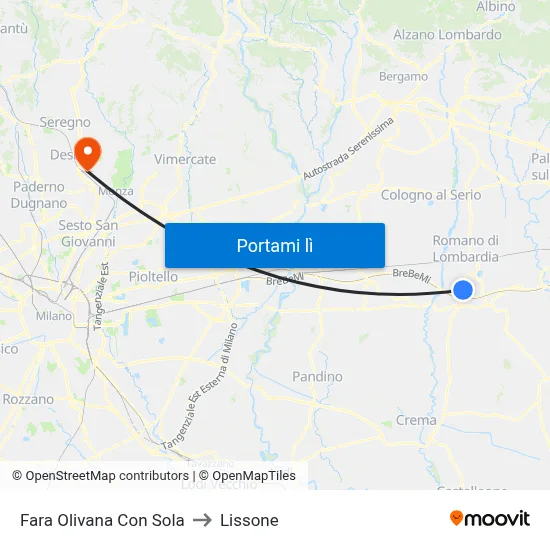 Fara Olivana Con Sola to Lissone map