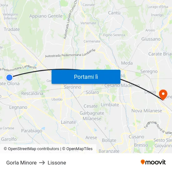Gorla Minore to Lissone map