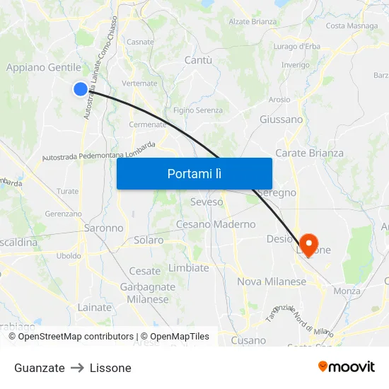 Guanzate to Lissone map