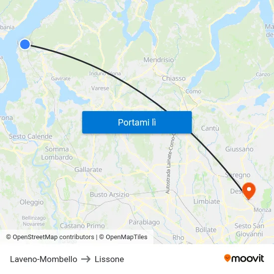 Laveno-Mombello to Lissone map