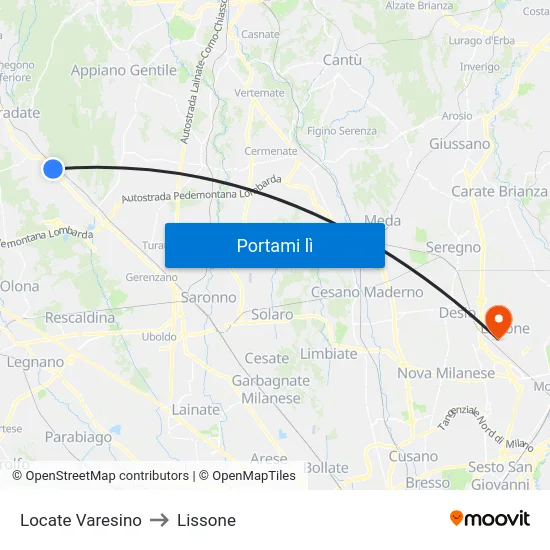 Locate Varesino to Lissone map