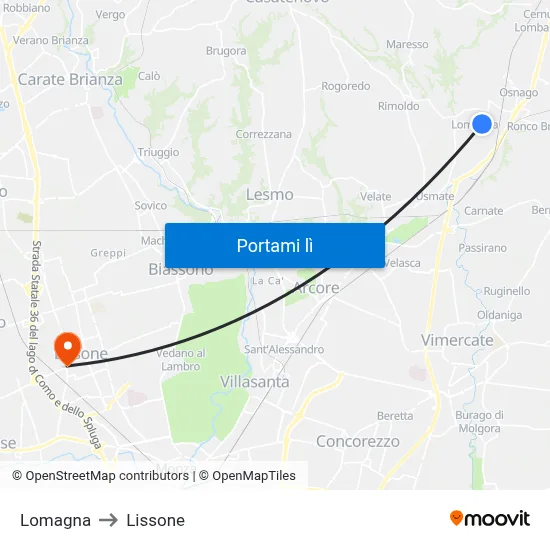 Lomagna to Lissone map