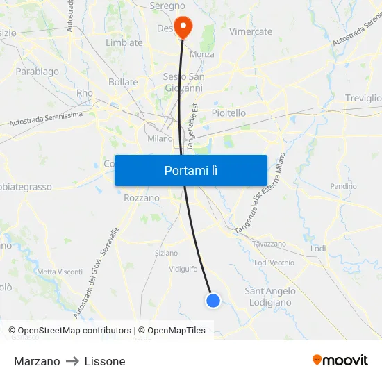 Marzano to Lissone map