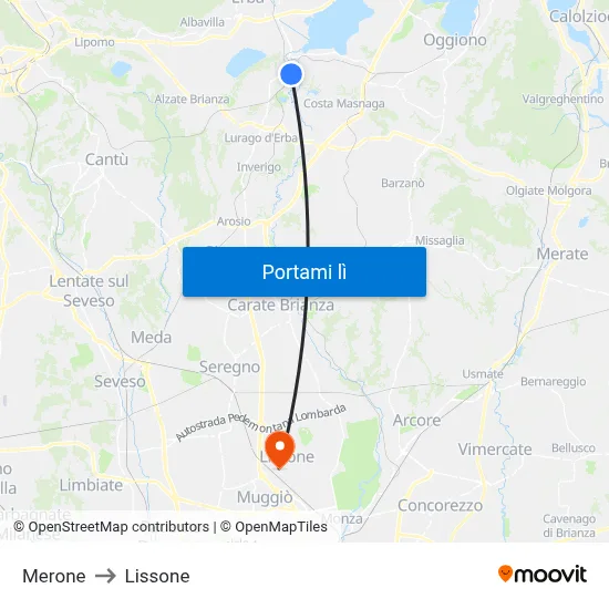 Merone to Lissone map