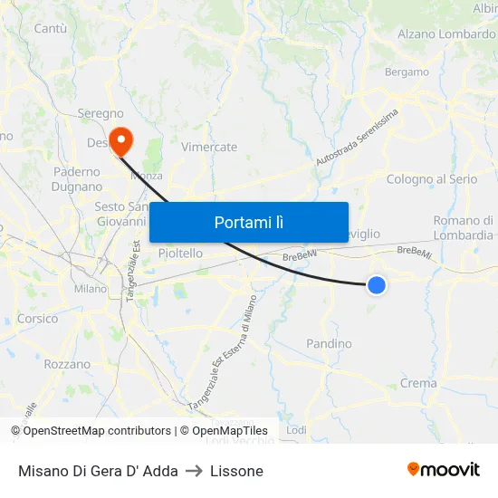 Misano Di Gera D' Adda to Lissone map