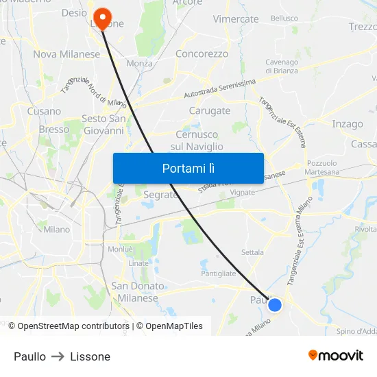 Paullo to Lissone map