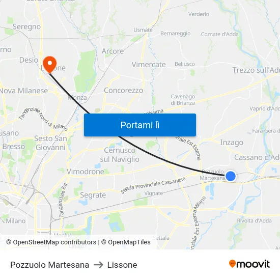 Pozzuolo Martesana to Lissone map