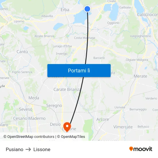 Pusiano to Lissone map