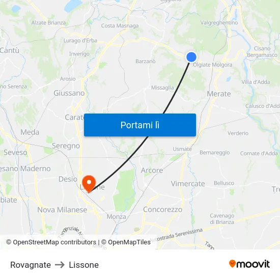 Rovagnate to Lissone map