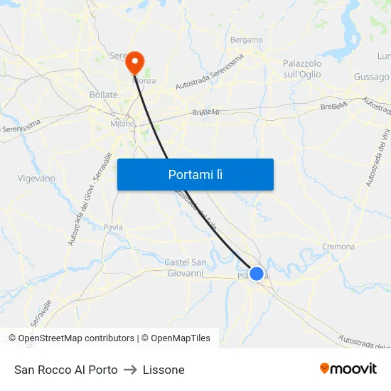 San Rocco Al Porto to Lissone map