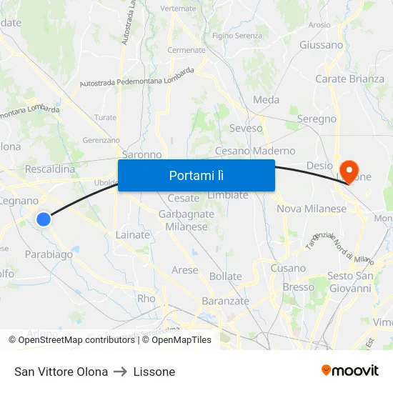 San Vittore Olona to Lissone map