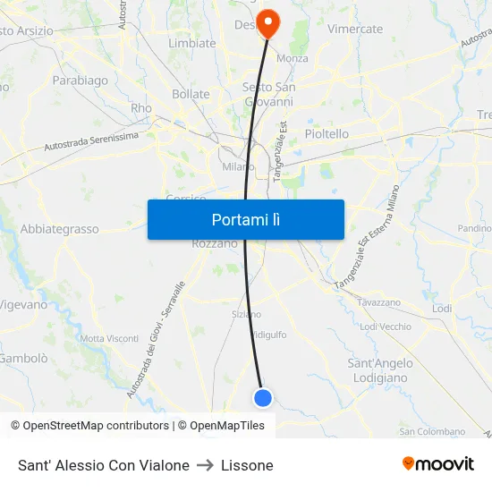 Sant' Alessio Con Vialone to Lissone map