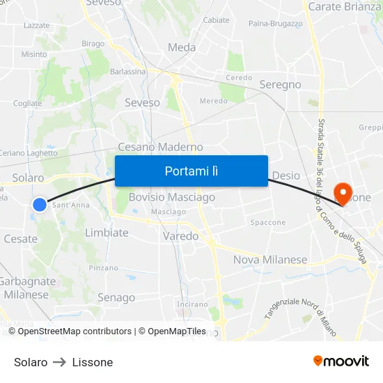 Solaro to Lissone map