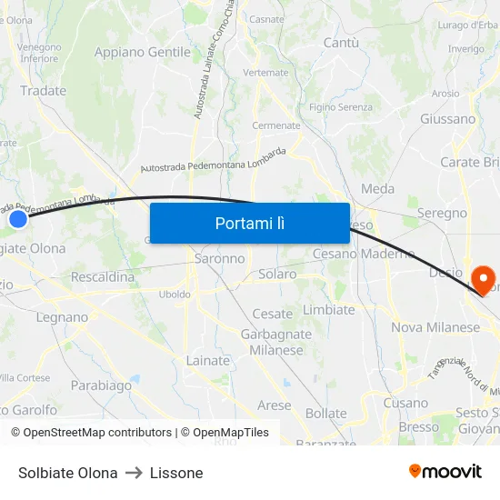 Solbiate Olona to Lissone map
