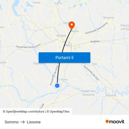Sommo to Lissone map
