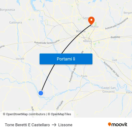 Torre Beretti E Castellaro to Lissone map
