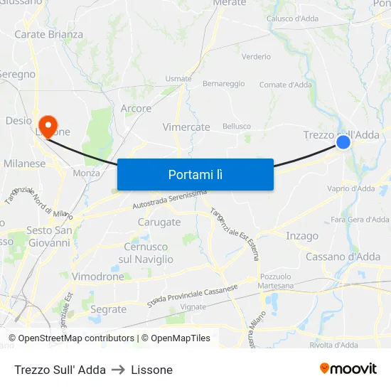 Trezzo Sull' Adda to Lissone map