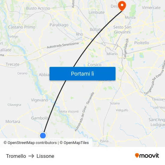 Tromello to Lissone map
