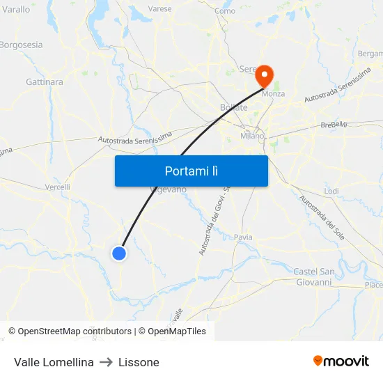 Valle Lomellina to Lissone map