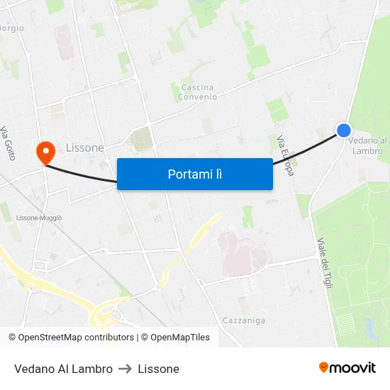 Vedano Al Lambro to Lissone map