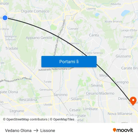 Vedano Olona to Lissone map
