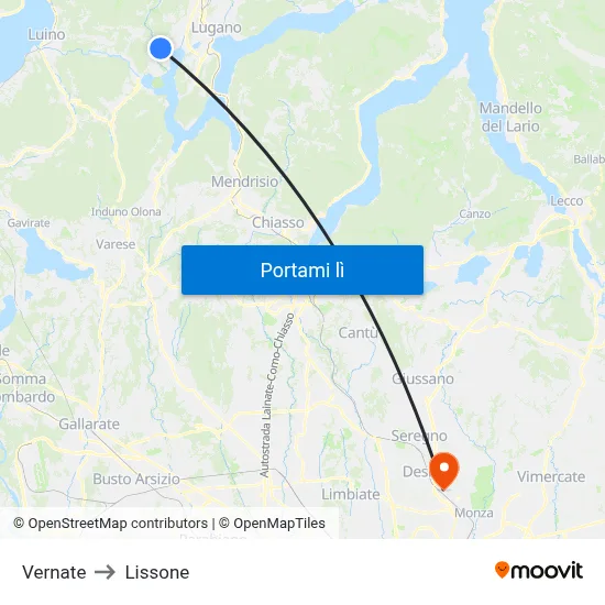 Vernate to Lissone map