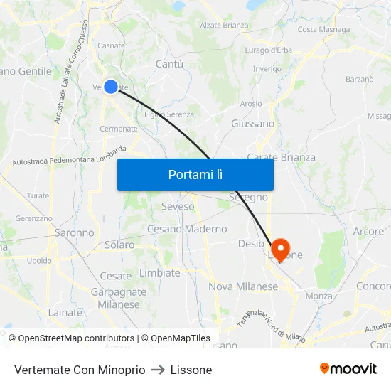 Vertemate Con Minoprio to Lissone map
