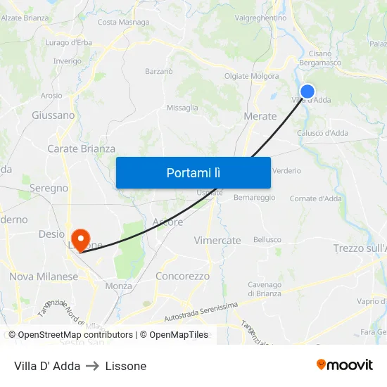 Villa D' Adda to Lissone map