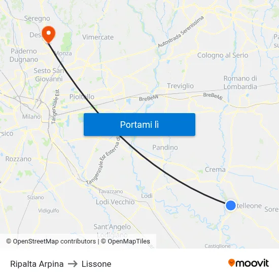 Ripalta Arpina to Lissone map