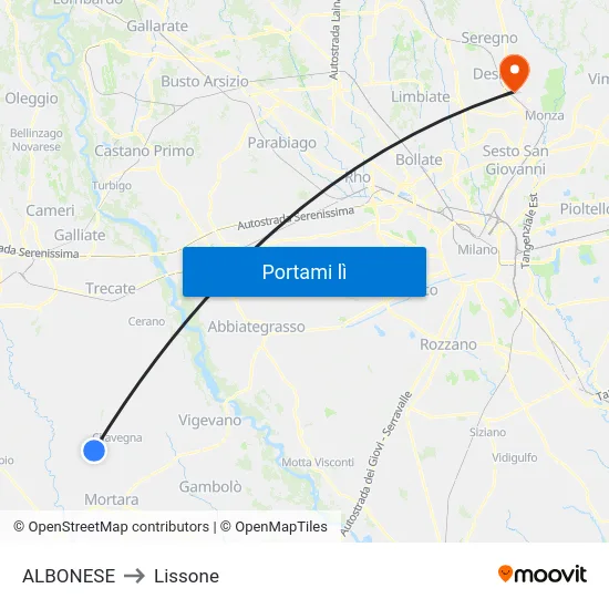 ALBONESE to Lissone map