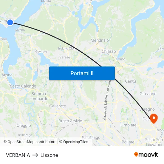VERBANIA to Lissone map