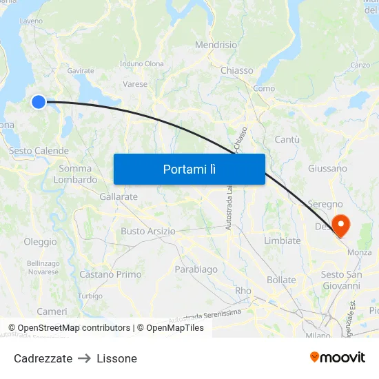 Cadrezzate to Lissone map